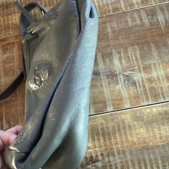Made in Italy Genuine Leather gray crossbody bag with skull - Picture 7 of 15
